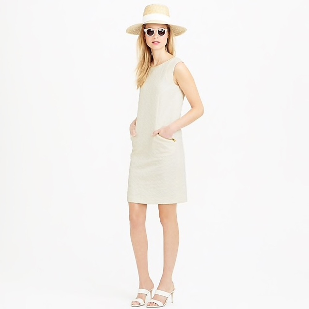 J. Crew Cream Brocade Shift Dress - Picture 2 of 8
